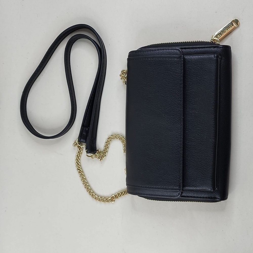 Enzo Angiolini Black & Gold Crossbody Zipper Purse